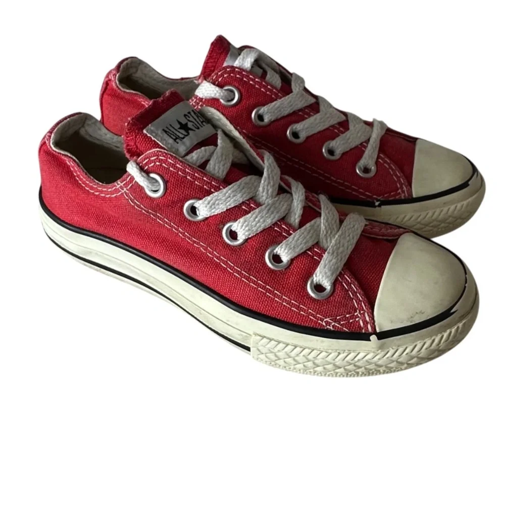 Lot (2) Converse All Star Shoes Sneakers Kids Sz 11 Gray White Lo Top